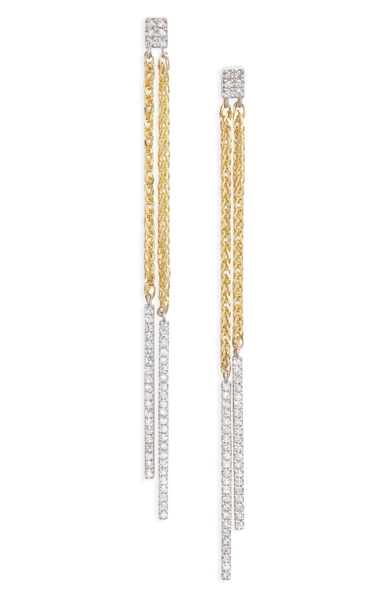 Meira T Diamond Pavé Chain Drop Earrings, Main, color, Yellow Gold