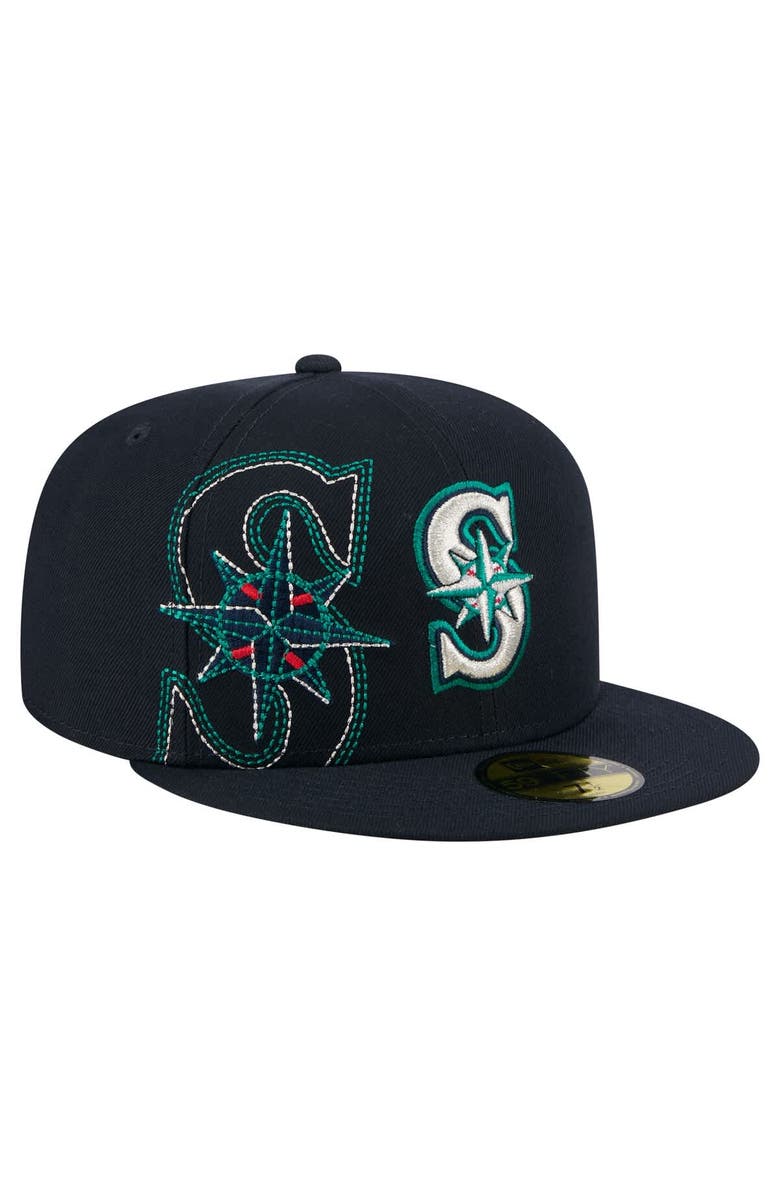 New Era Men's New Era Navy Seattle Mariners Yarn Stitch 59FIFTY Fitted Hat, Alternate, color,