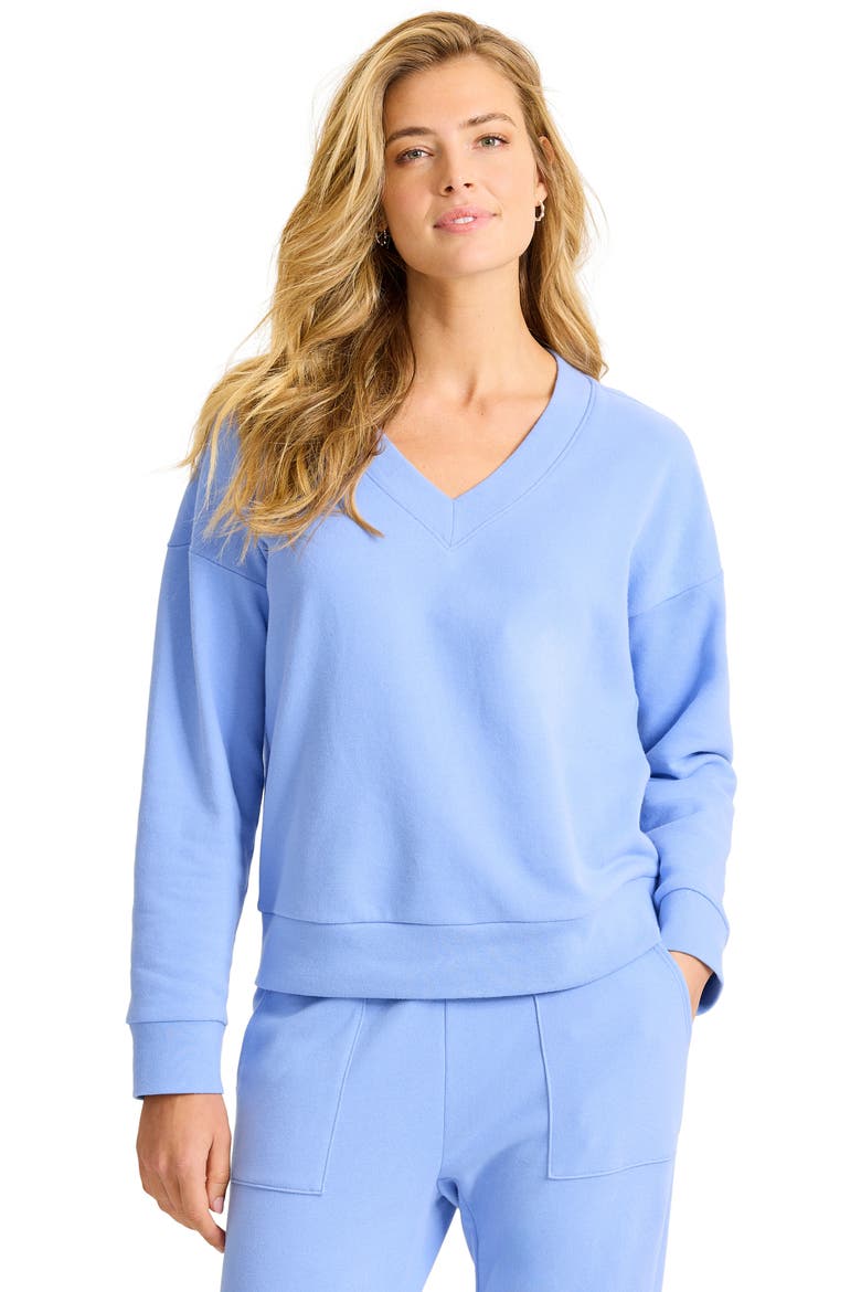 Marina del Mar Cotton V-Neck Sweatshirt, Alternate, color, GRAPE POOLS