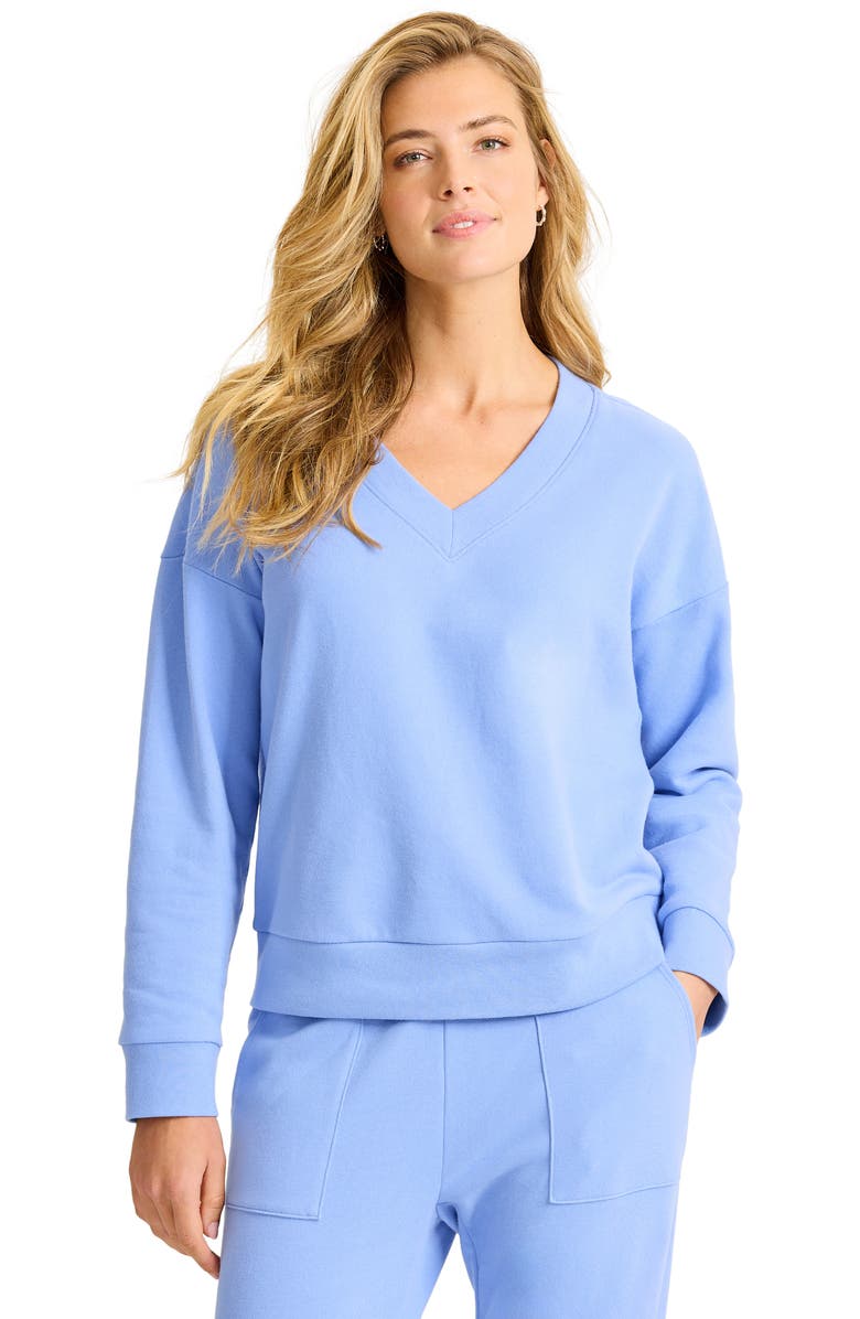 Tommy Bahama Marina del Mar Cotton V-Neck Sweatshirt, Alternate, color, Grape Pools