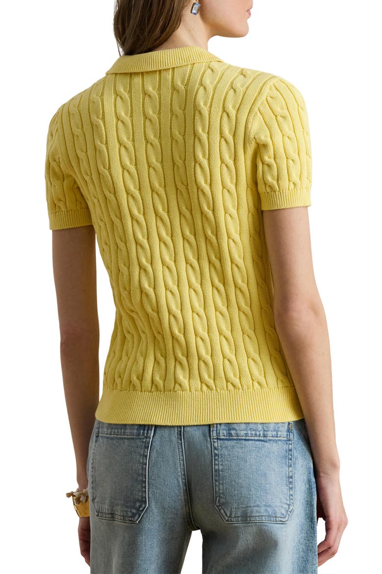 Natrissa Cable Stitch Cotton Polo Sweater, Alternate, color, LEMON SORBET YELLOW