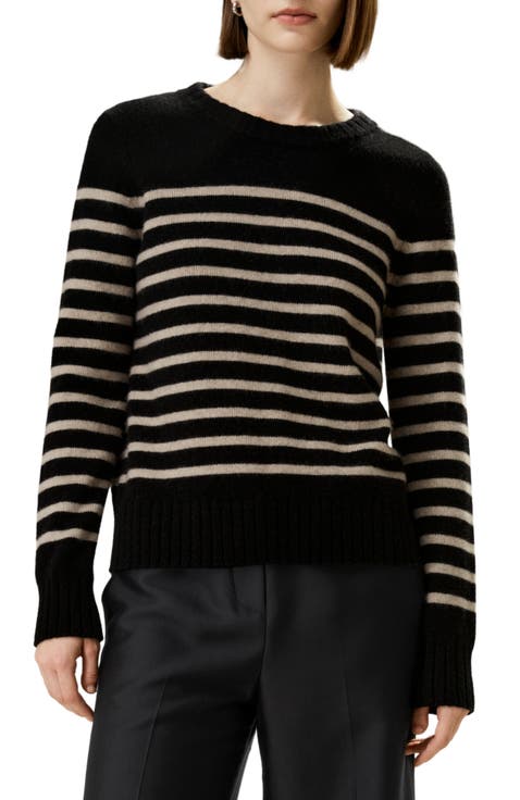 Women's Striped Round Collar Cashmere Sweater