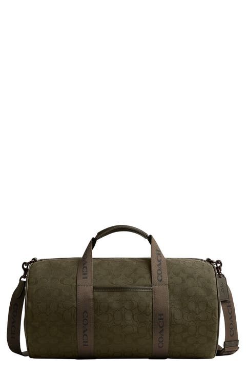 Theo Signature Jacquard & Leather Duffle Bag