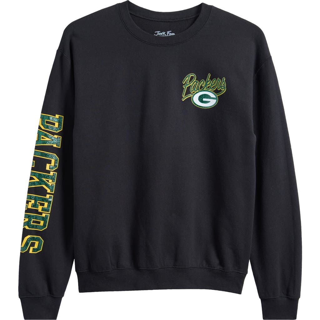 Junk Food Nfl Packers Glitter Graphic Sweatshirt In Black