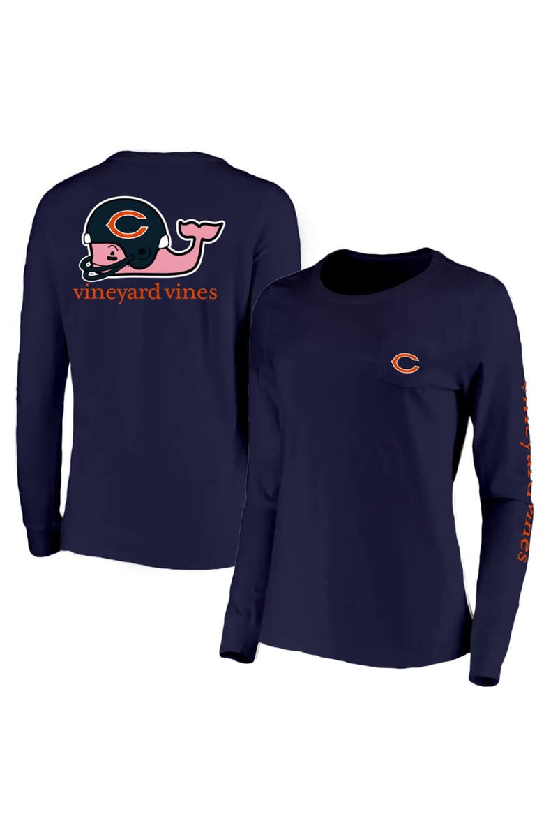 vineyard vines Women's Vineyard Vines Navy Chicago Bears Helmet Long Sleeve T-Shirt, Main, color, 