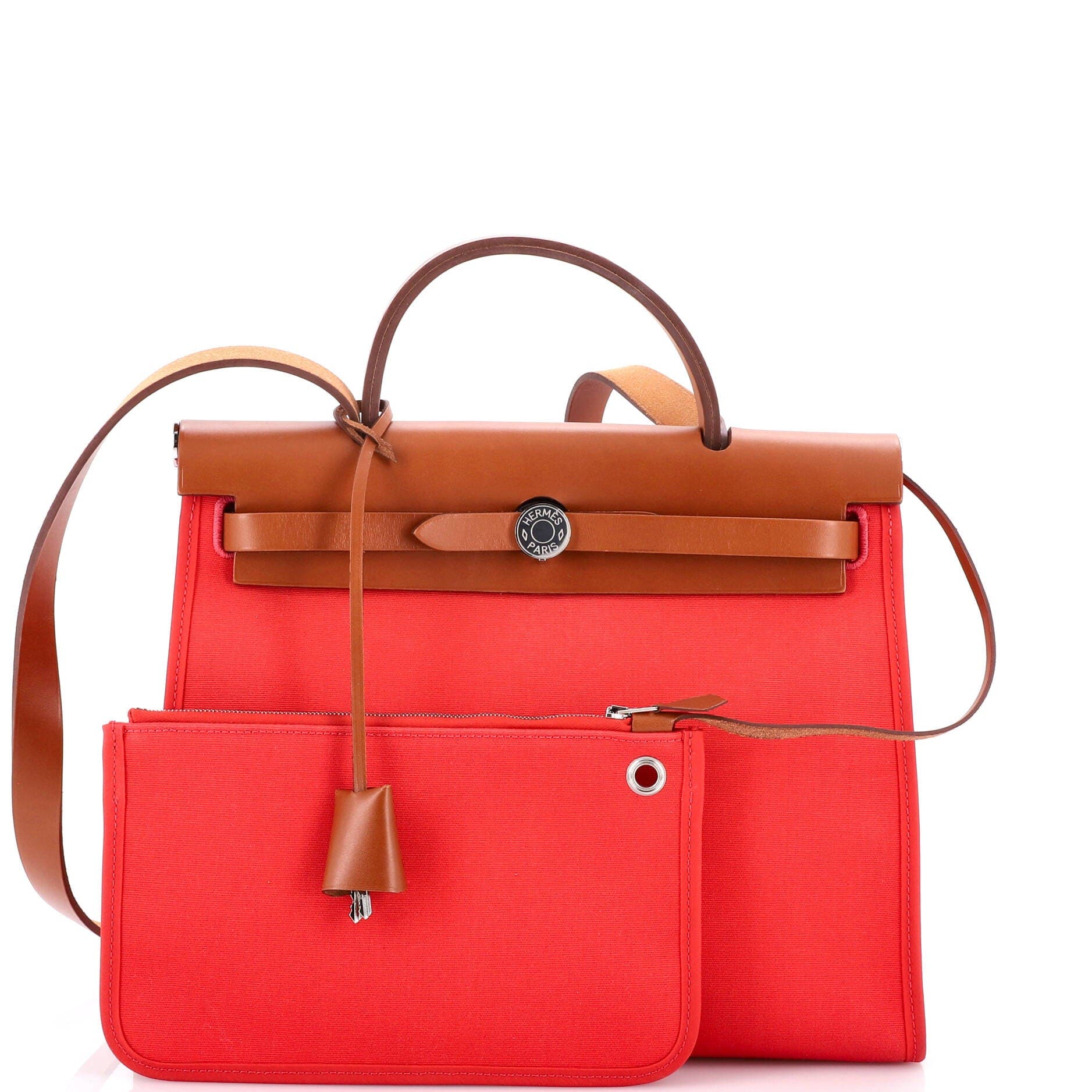Pre-Owned Hermes Herbag Zip Leather and Toile 31, Alternate, color, Bougainvillier
