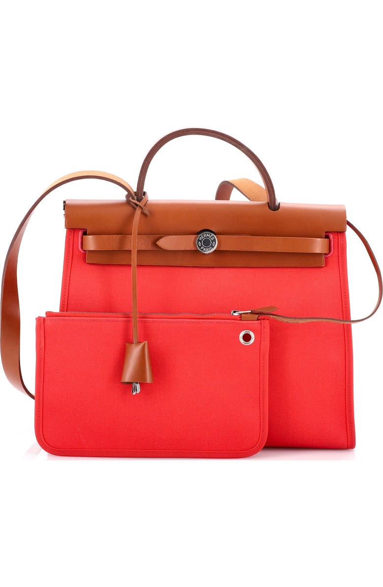 Pre-Owned Hermes Herbag Zip Leather and Toile 31, Alternate, color, Bougainvillier