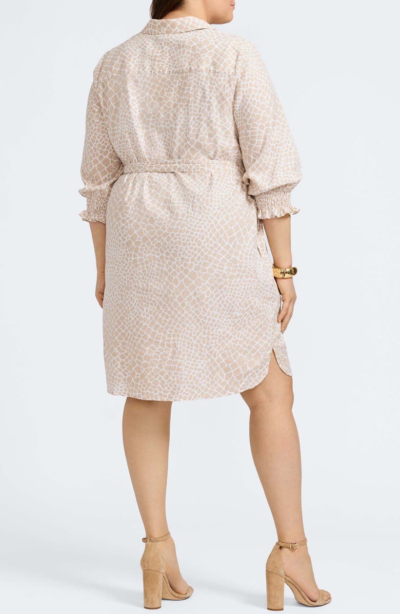 Foxcroft Abby Belted Linen Blend Shirtdress, Alternate, color, Flax White