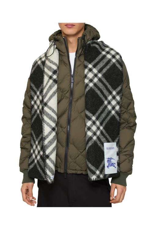 Burberry Check Wool Scarf In Black