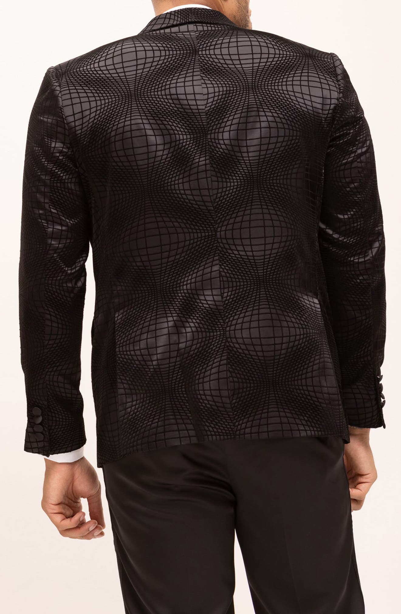 Geometric Flocked Shawl Collar Formal Jacket - image 2