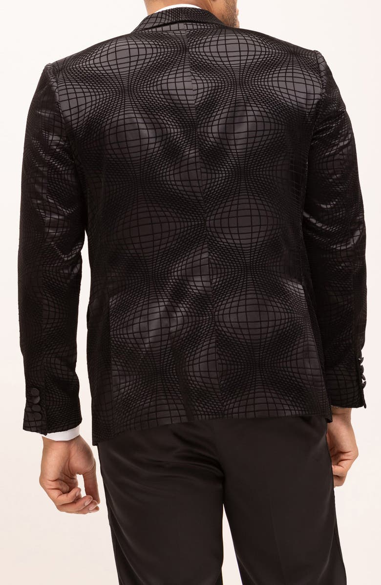 RON TOMSON Geometric Flocked Shawl Collar Formal Jacket, Alternate, color, Black