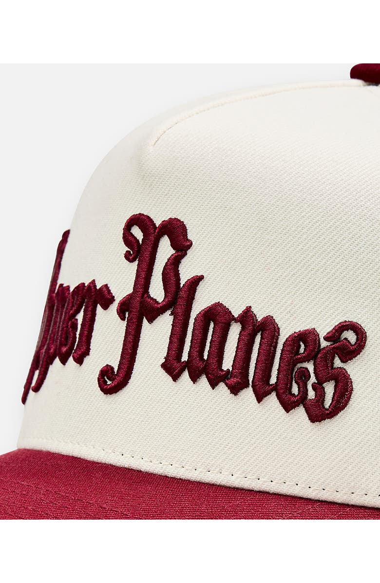PAPER PLANES Old E A-Frame Snapback Baseball Cap, Alternate, color, Eggshell/ Burgundy