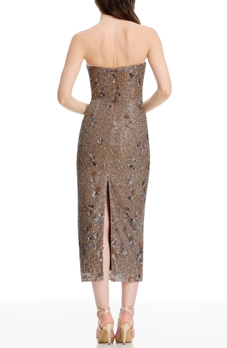 Dress the Population Shailene Sequin Floral Strapless Cocktail Sheath Dress, Alternate, color, Bronze Multi