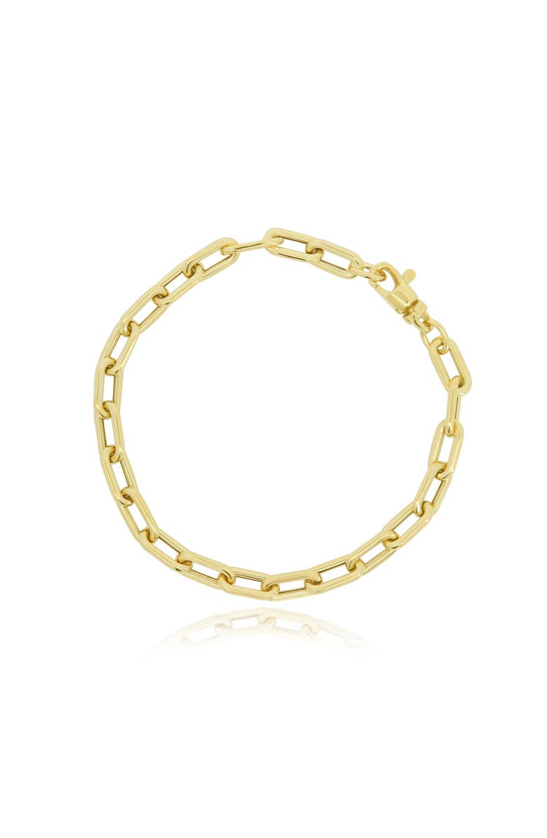 The Lovery Fine Jewelry Rounded Rectangle Paperclip Bracelet, Main, color, Yellow Gold
