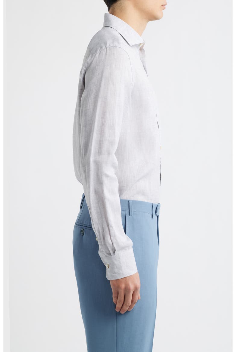 Regular Fit Linen Button-Up Shirt, Alternate, color, LIGHT GREY
