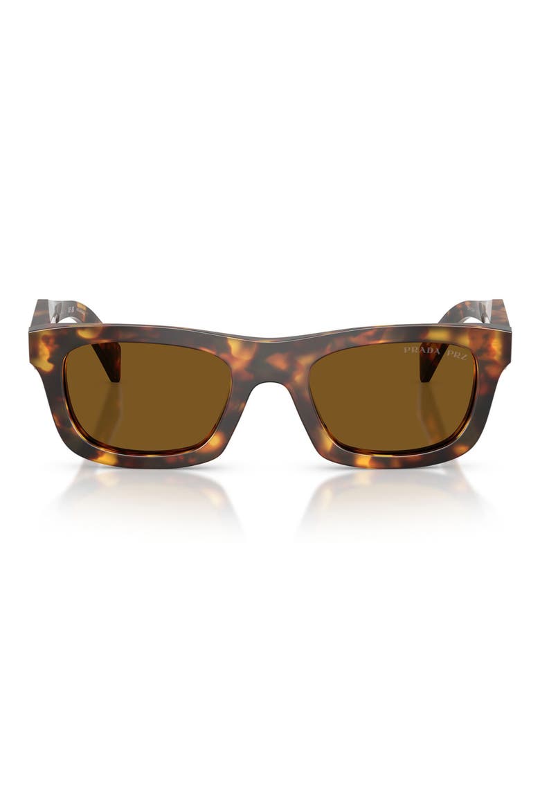 53mm Polarized Pillow Sunglasses, Main, color, HONEY TORTOISE / BROWN POLAR