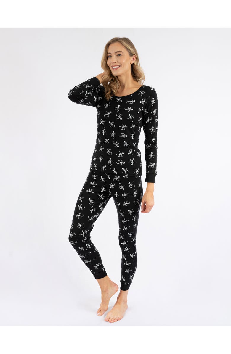 Leveret Women's Cotton Matching Family Halloween Pajamas, Alternate, color, Skeleton Black