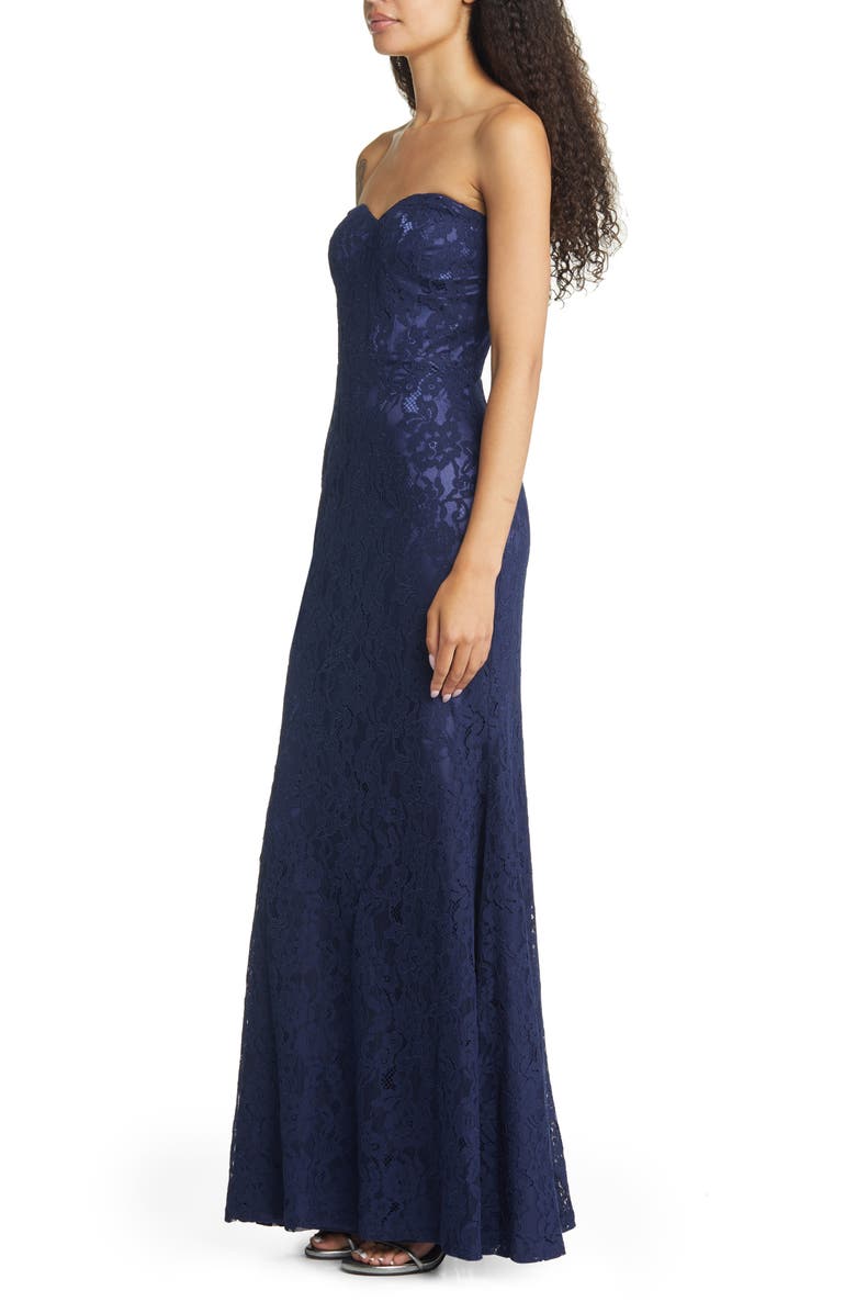 Lulus Wow the Crowd Strapless Lace Gown, Alternate, color,