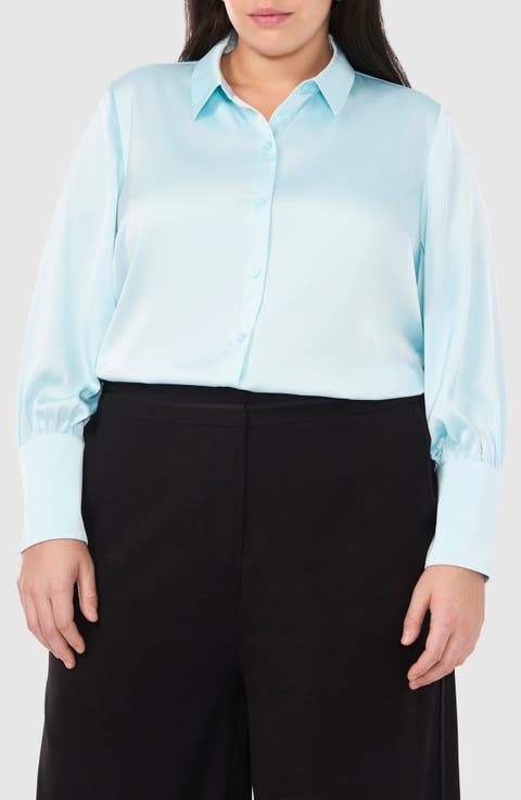 Satin Button-Up Shirt (Plus Size)