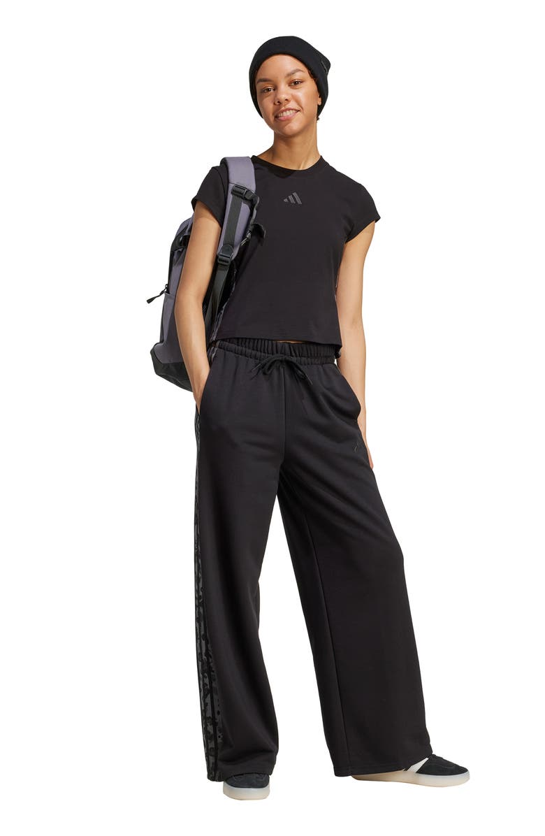 adidas 3-Stripes Open Hem Pants, Alternate, color, Black/ Multicolor