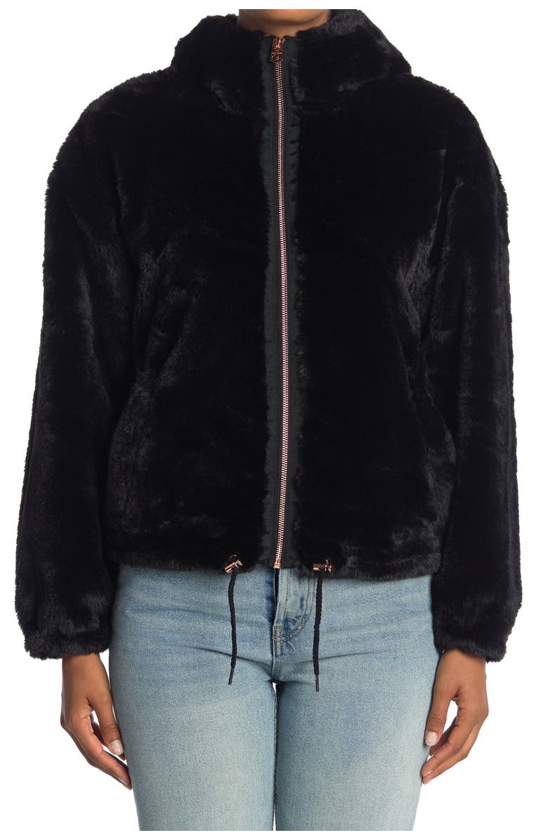 Lucky Brand Faux Fur Hooded Zip Jacket, Main, color, 