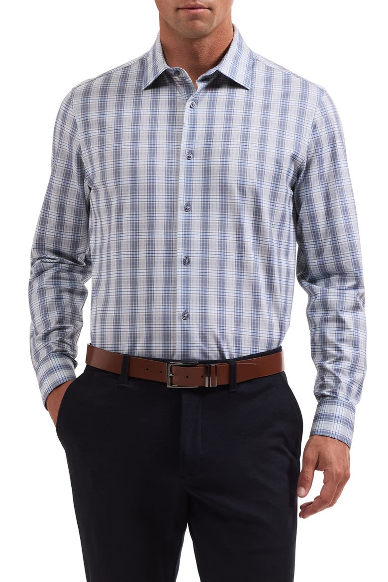 James OoohCotton® Plaid Button-Up Shirt, Main, color, SLATE