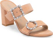 Stuart Weitzman Imitation Pearl Geo Buckle 75 Slide Sandal