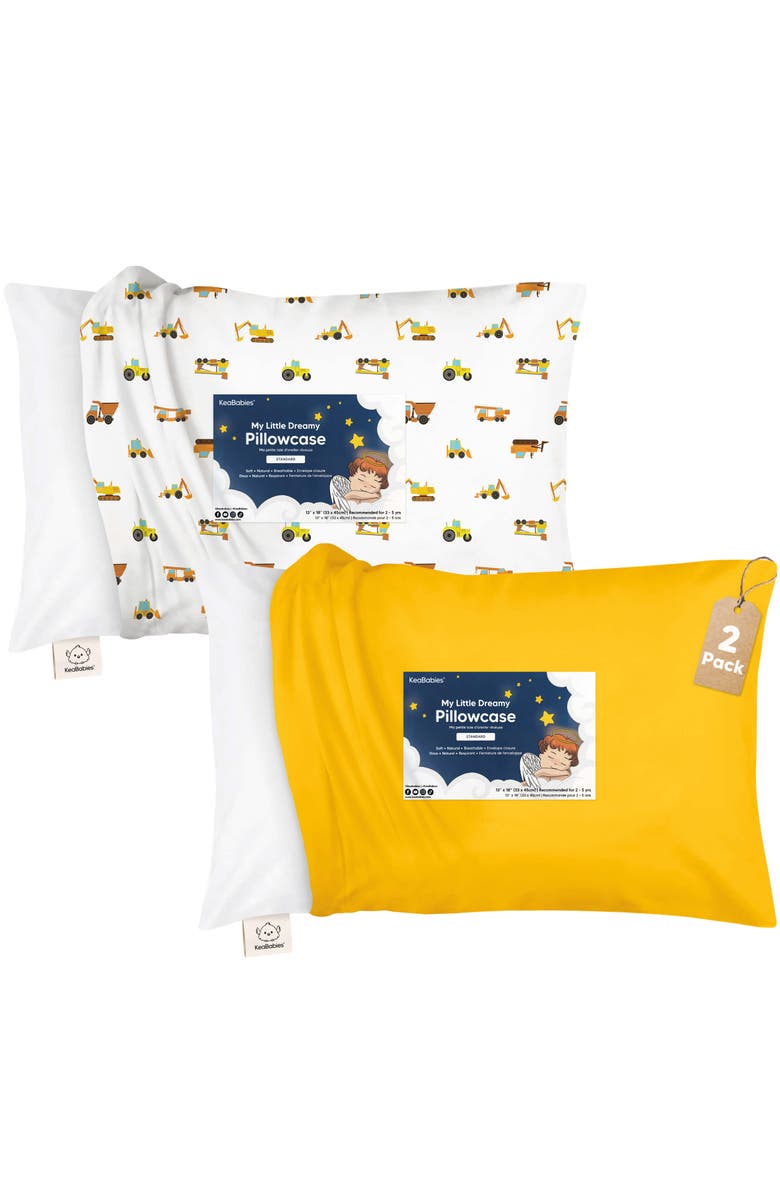 KeaBabies 2-Pack Printed Toddler Pillowcase 13X18", Main, color, Construction
