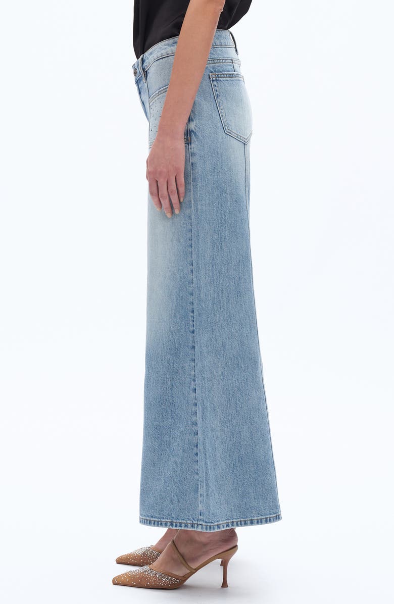 Bayeas Rhinestone Pocket Flare Jeans, Alternate, color, Light Blue