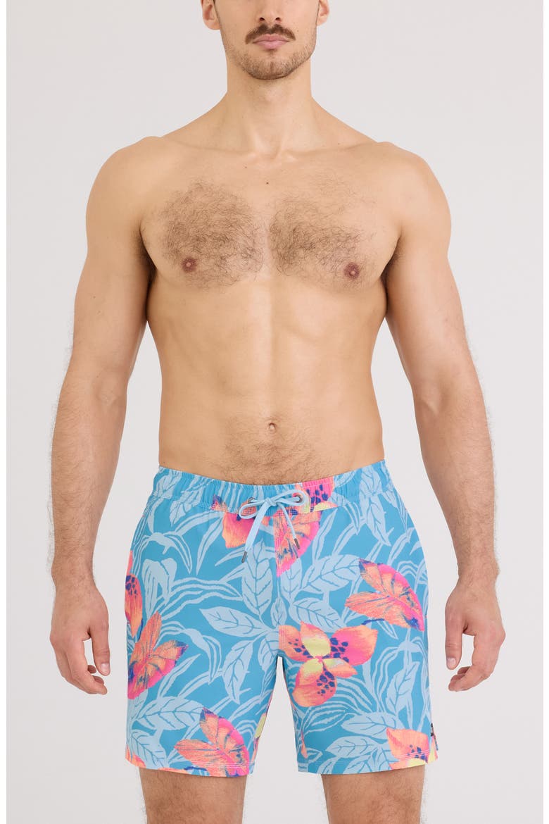 Oh Buoy 2N1 7-Inch Volley Swim Trunks, Main, color, NOCTURNAL ORCH-AZURE