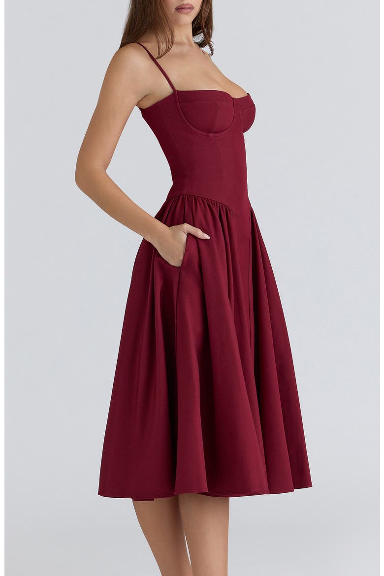Samaria Corset Cocktail Dress, Alternate, color, WINE
