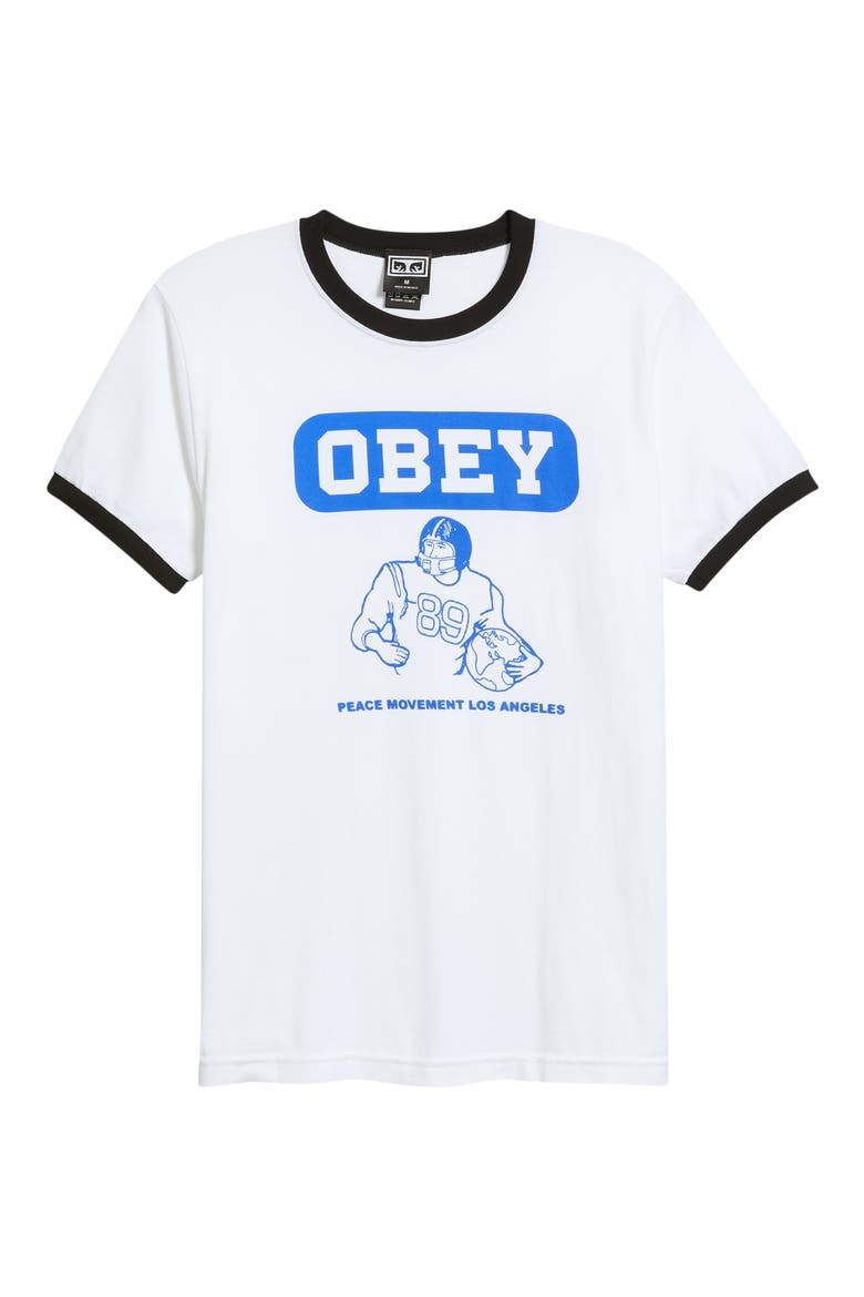 Peace Movement Graphic Ringer T-Shirt, Alternate, color, WHITE / BLACK