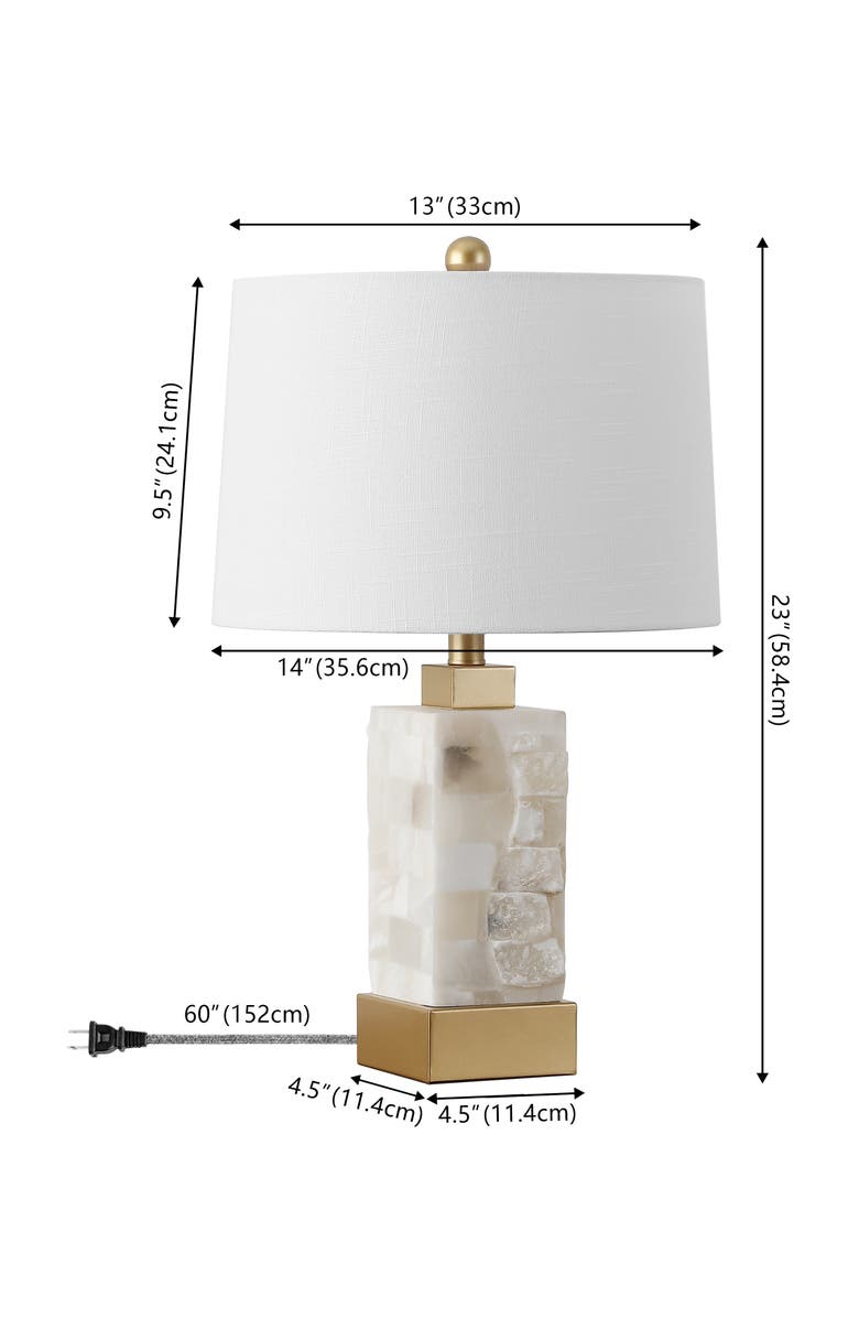 JONATHAN Y Eloise 23" Coastal Glam Alabaster/Metal LED Table Lamp, White/Gold Painting, Alternate, color,