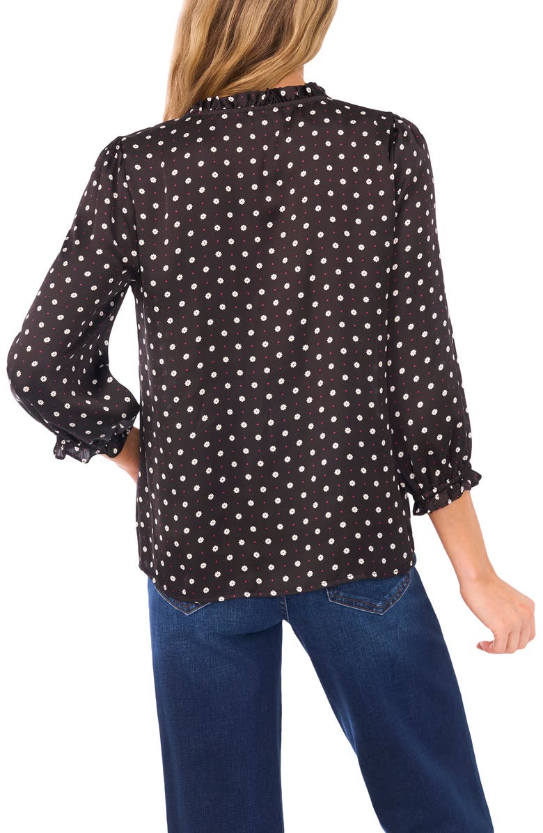 CeCe Print Ruffle Top, Alternate, color, Rich Black