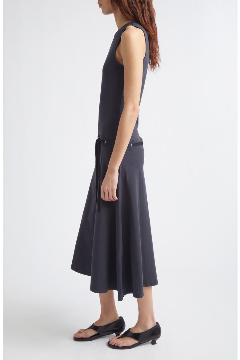 Suni Drawstring Organic Cotton Knit Midi Dress, Alternate, color, 136 - BLUE