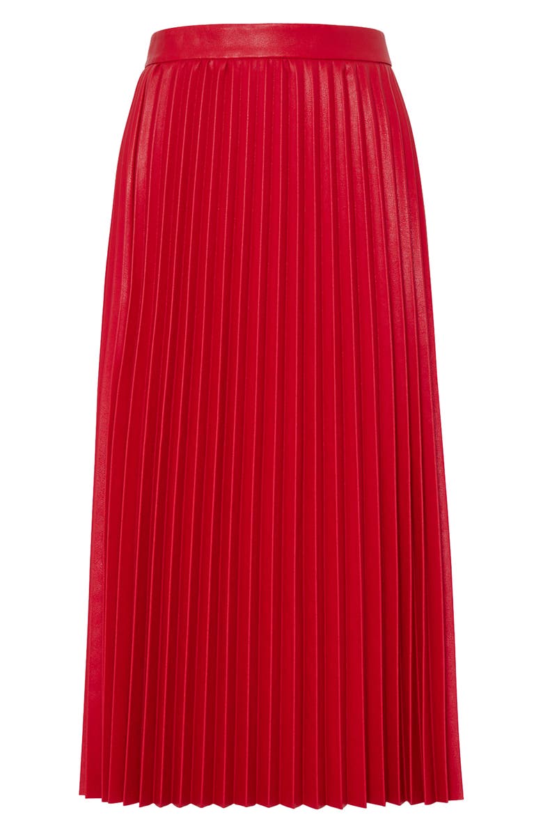Milly Rayla Pleated Faux Leather Midi Skirt, Alternate, color, 