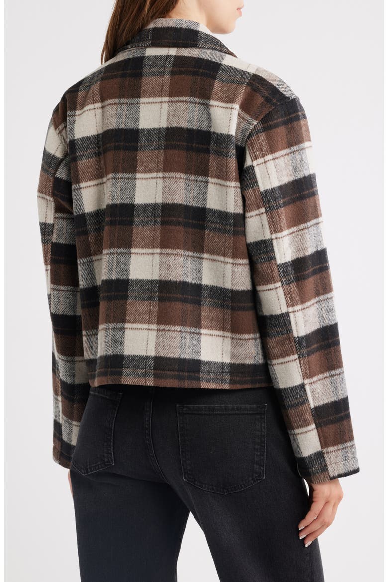 Plaid Zip Up Jacket, Alternate, color, BROWN PLAID
