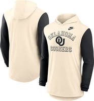 Nike Men's Nike Natural/Black Oklahoma Sooners Legacy Color-Block Tri-Blend Performance Long Sleeve Hoodie T-Shirt