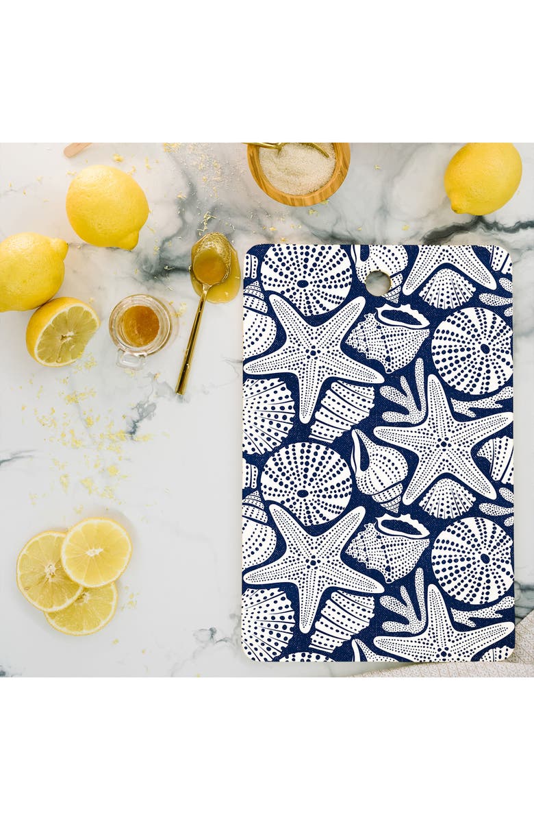 Deny Designs Ocean Floor Shell Print Cutting Board, Alternate, color, Navy