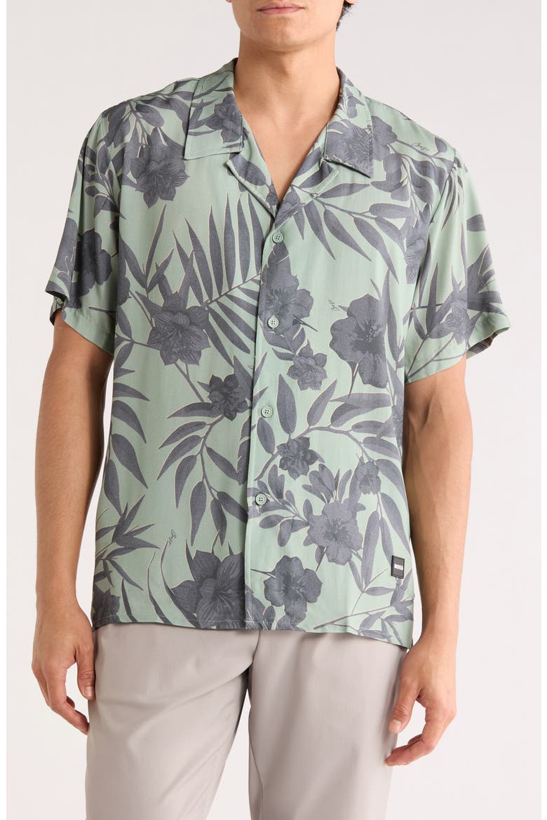Floral Cotton Camp Shirt, Main, color, LIGHT/ PASTEL GREEN