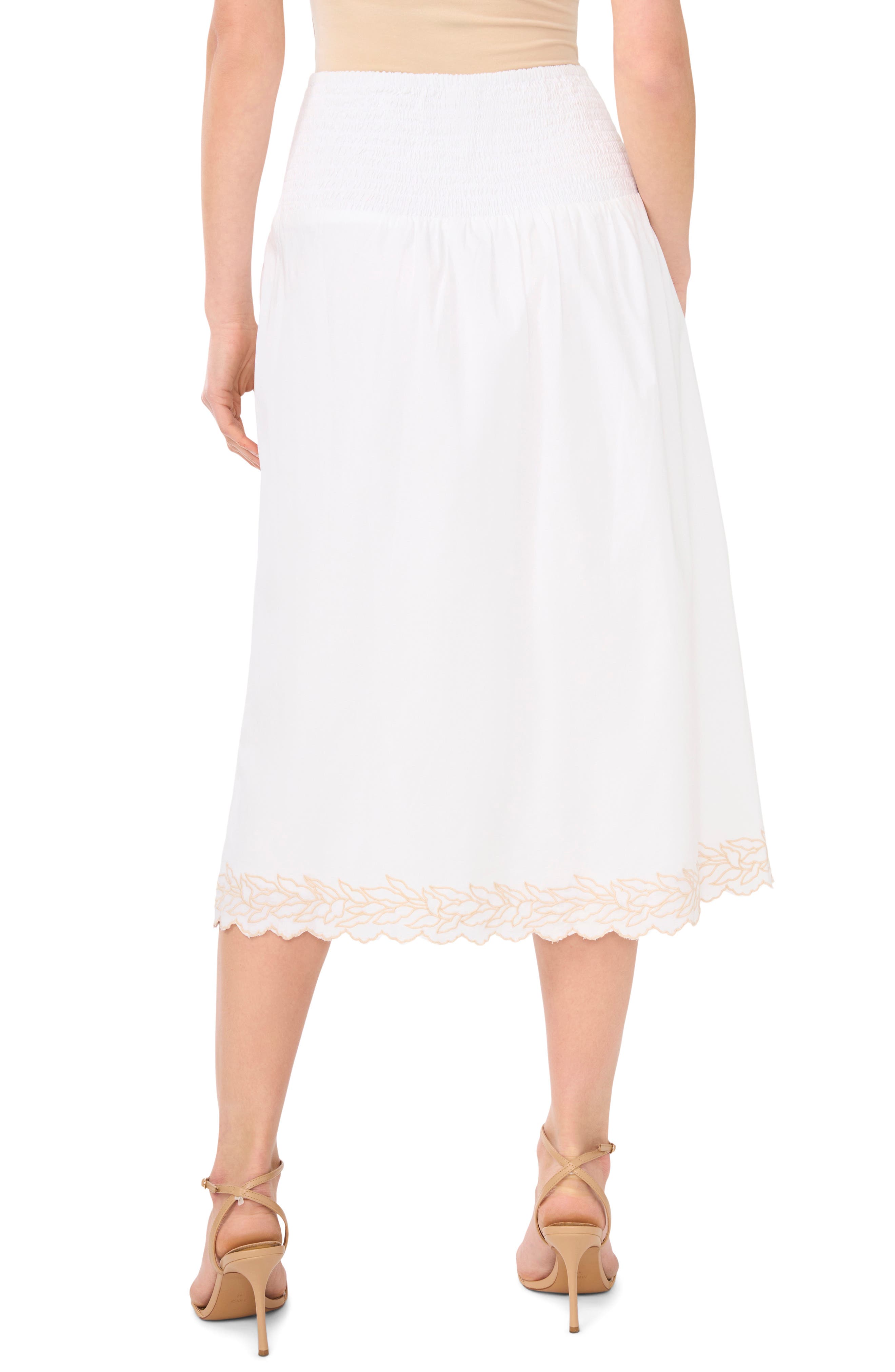 Embroidered Hem Cotton Midi Skirt - image 2
