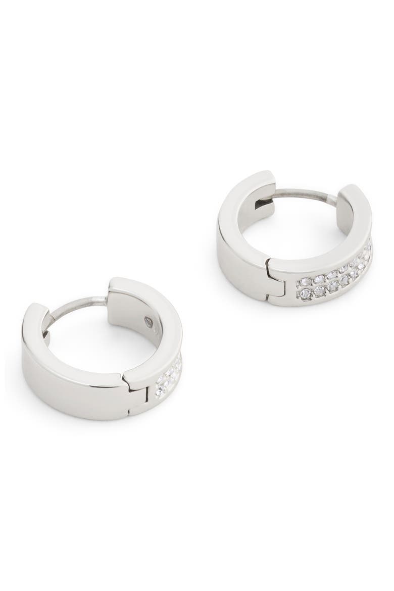 Pavé Crystal Huggie Hoop Earrings, Alternate, color, CRYSTAL