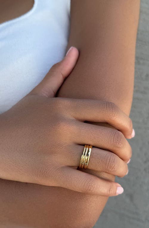 Adornia Tarnish Resistant 18k Gold Plated Stacking Band Set In Gold
