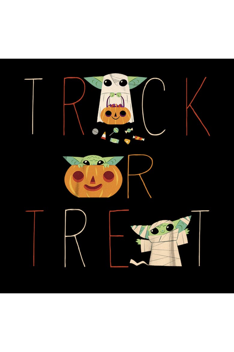 Boy's Star Wars The Mandalorian Halloween Grogu Trick or Treat T-Shirt, Alternate, color, Black