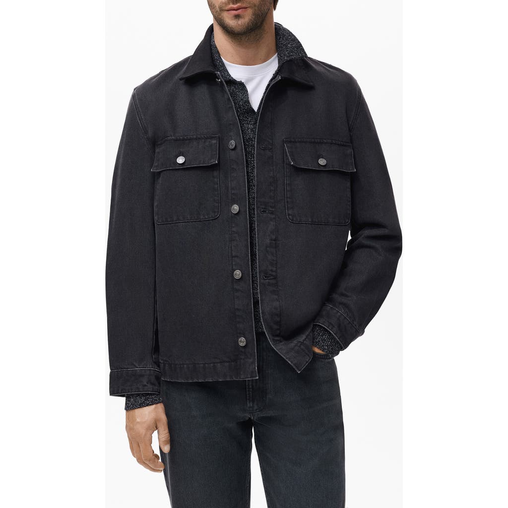 Mango Denim Jacket In Black