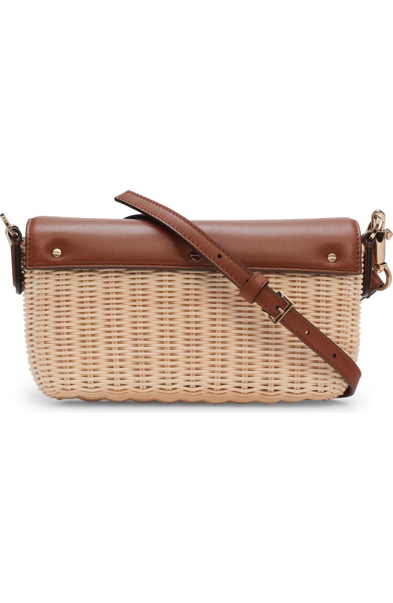 Valentino Garavani Locò Woven Wicker & Leather Shoulder Bag, Alternate, color,
