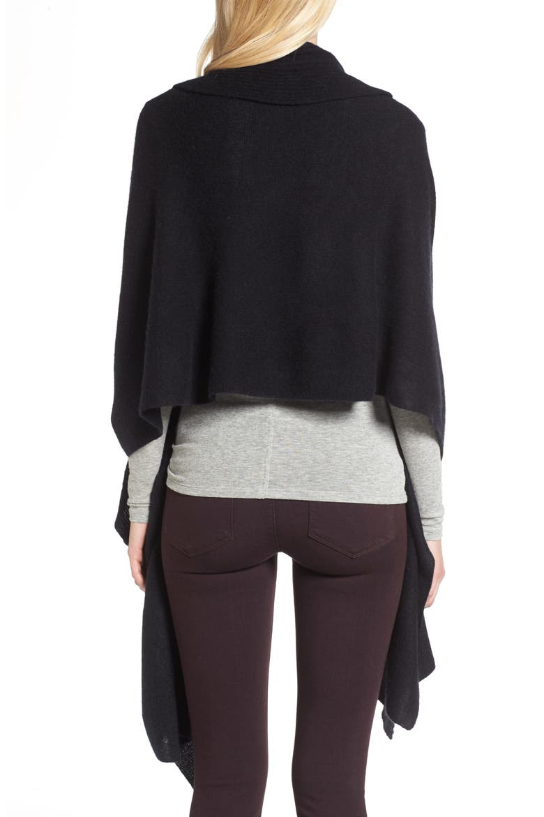 Cashmere Ruffle Wrap, Alternate, color, BLACK