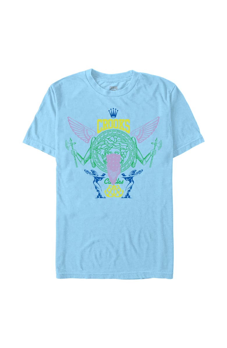 Crooks & Castles Men's Crooks & Castles Abstract Medusa Logo  Graphic T-Shirt, Main, color, Light Blue