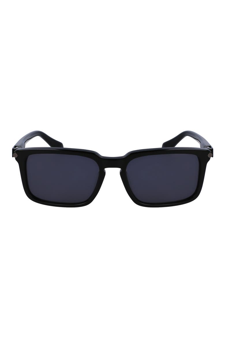 Gancini Evolution 56mm Rectangular Sunglasses, Main, color, BLACK