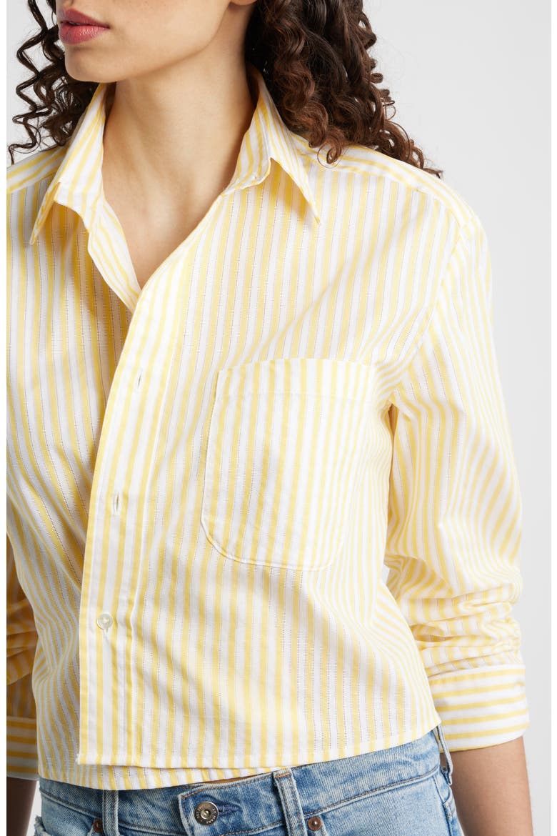 Stripe Asymmetric Cotton Button-Up Shirt, Alternate, color, GOLDEN NEEDLE